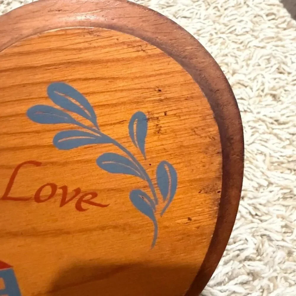 Vintage Wooden Heart Wall Plaque Decor May Gods Love Warm Our Home